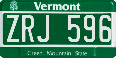 VT license plate ZRJ596