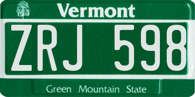 VT license plate ZRJ598