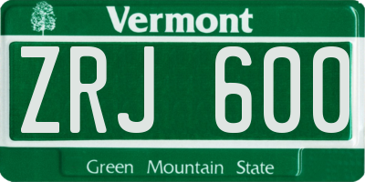 VT license plate ZRJ600