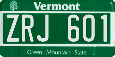 VT license plate ZRJ601
