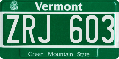 VT license plate ZRJ603
