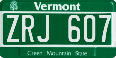 VT license plate ZRJ607