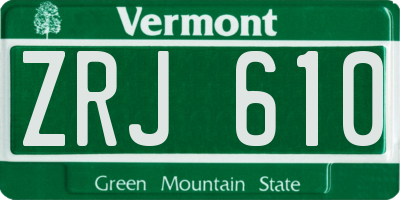 VT license plate ZRJ610