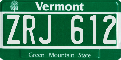 VT license plate ZRJ612
