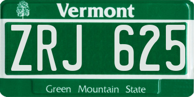 VT license plate ZRJ625