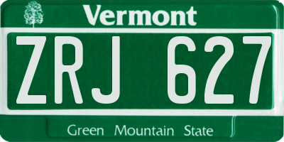 VT license plate ZRJ627