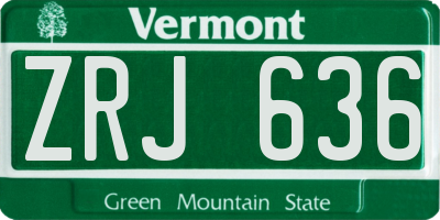 VT license plate ZRJ636