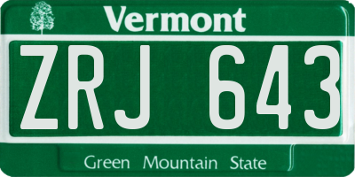 VT license plate ZRJ643
