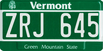 VT license plate ZRJ645