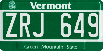 VT license plate ZRJ649