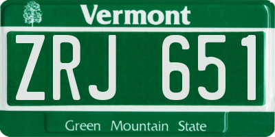 VT license plate ZRJ651