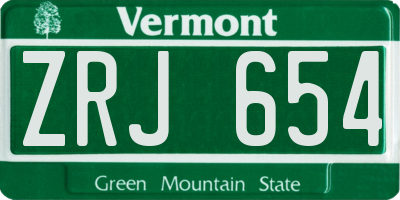 VT license plate ZRJ654