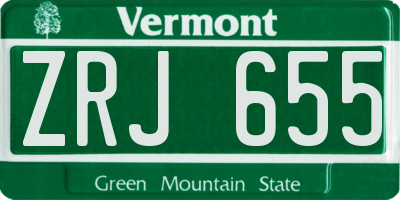 VT license plate ZRJ655