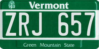 VT license plate ZRJ657