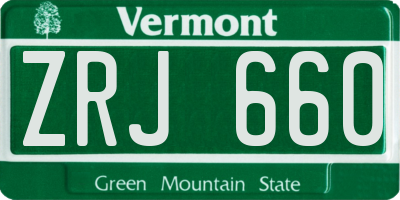 VT license plate ZRJ660