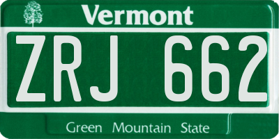 VT license plate ZRJ662