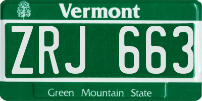 VT license plate ZRJ663
