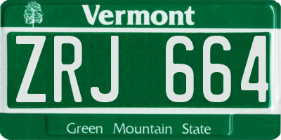 VT license plate ZRJ664