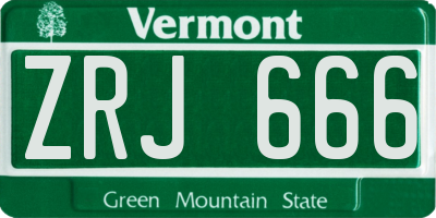 VT license plate ZRJ666