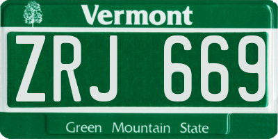 VT license plate ZRJ669