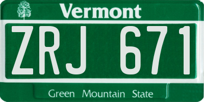 VT license plate ZRJ671