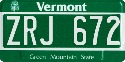 VT license plate ZRJ672