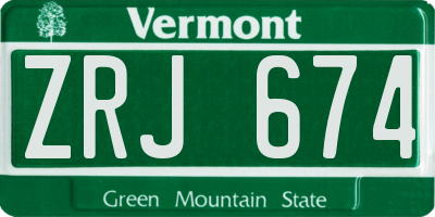 VT license plate ZRJ674