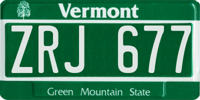 VT license plate ZRJ677