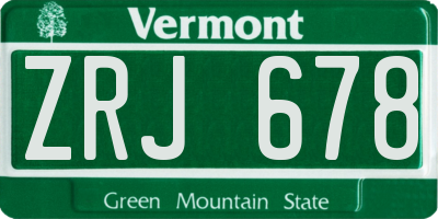 VT license plate ZRJ678