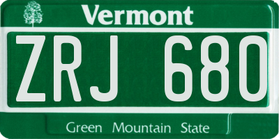 VT license plate ZRJ680