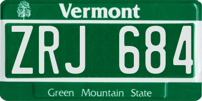VT license plate ZRJ684