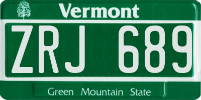 VT license plate ZRJ689