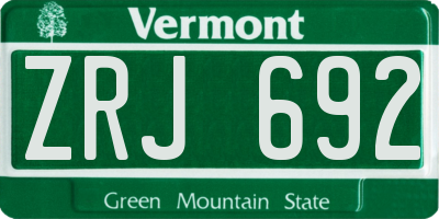 VT license plate ZRJ692