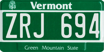 VT license plate ZRJ694