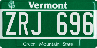 VT license plate ZRJ696