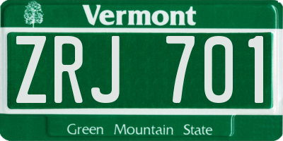 VT license plate ZRJ701