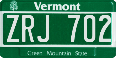 VT license plate ZRJ702