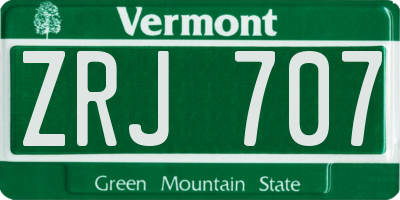 VT license plate ZRJ707