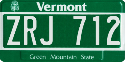 VT license plate ZRJ712