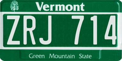 VT license plate ZRJ714