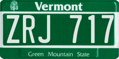 VT license plate ZRJ717
