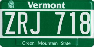 VT license plate ZRJ718