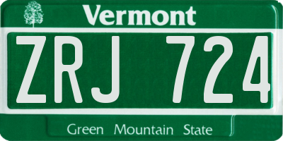 VT license plate ZRJ724