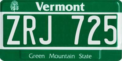 VT license plate ZRJ725