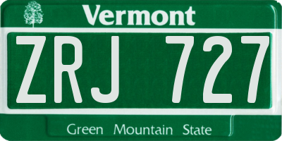 VT license plate ZRJ727