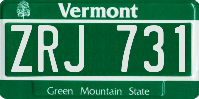 VT license plate ZRJ731