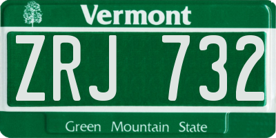 VT license plate ZRJ732