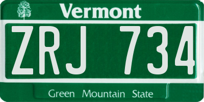 VT license plate ZRJ734