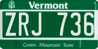 VT license plate ZRJ736