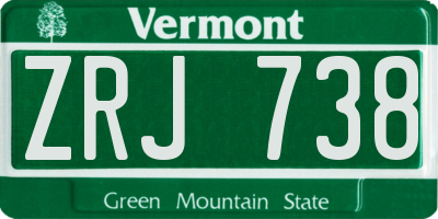 VT license plate ZRJ738